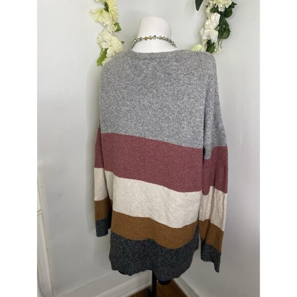 Pinque Womens Cardigan Sweater Long Sleeve Open Front Striped Pockets Size Small - Picture 14 of 16